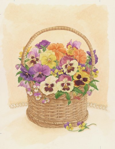 Basket of Pansies, 1998 by Linda Benton